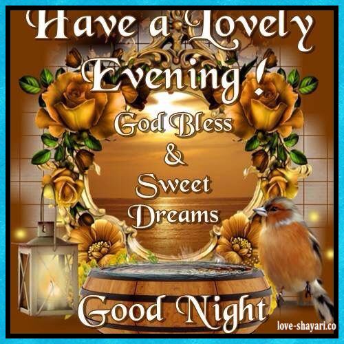 have a lovely evening god bless and good night